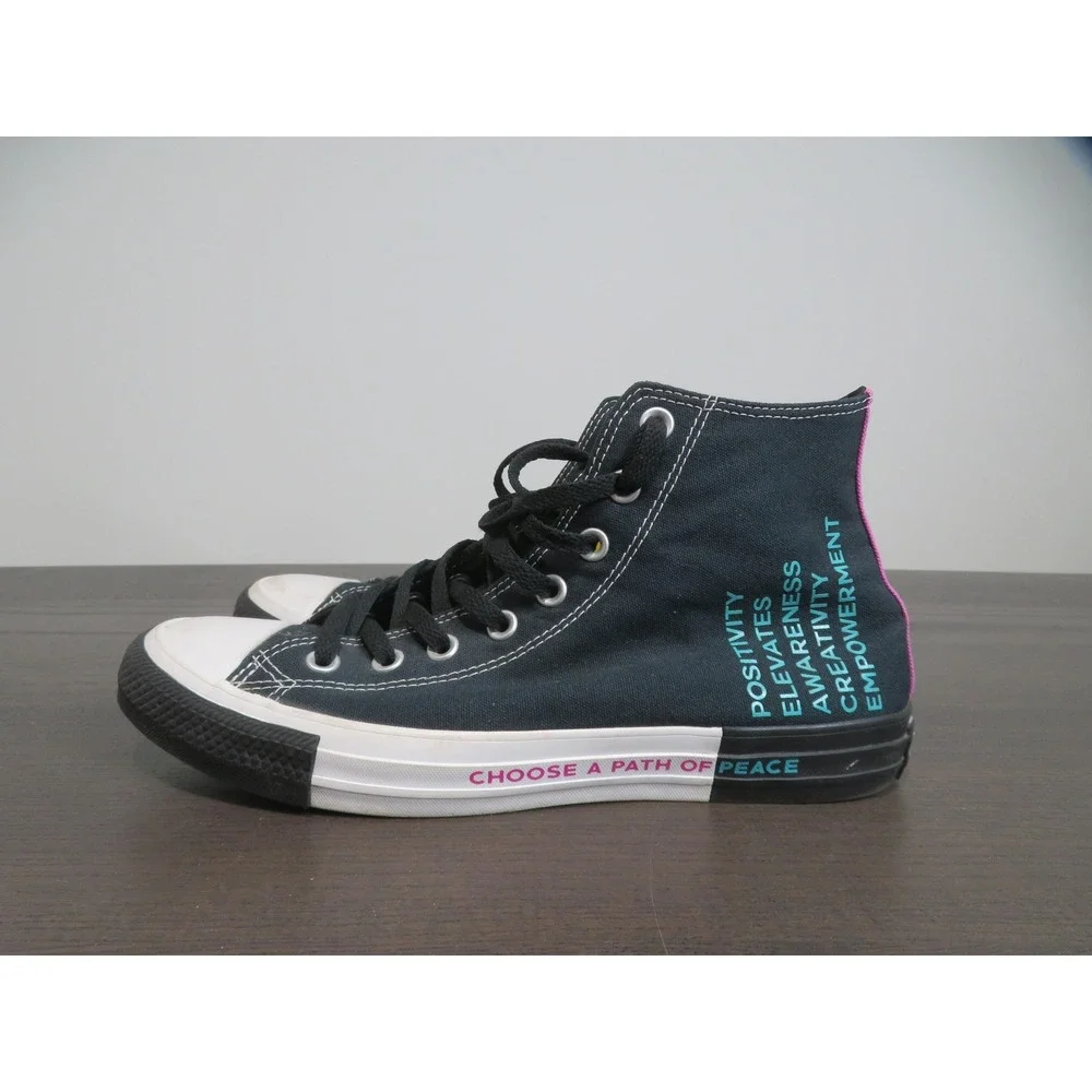 Converse Chuck Taylor All Star Mens Size 9 Shoes Black Seek Peace 166535F Hi Top - Picture 5 of 12